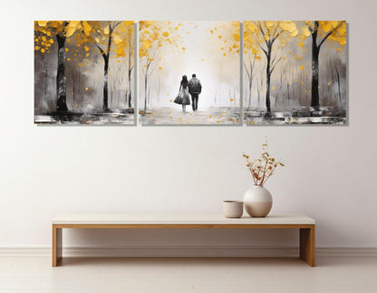 Autumn Forest Canvas Romantic Wall Art – Framed Couple Canvas Print Ready to Hang