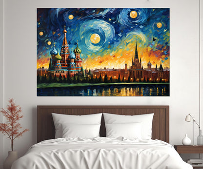 Moscow Canvas Print – Abstract City Skyline Art | Framed Cotton Gallery Wrapped Wall Art