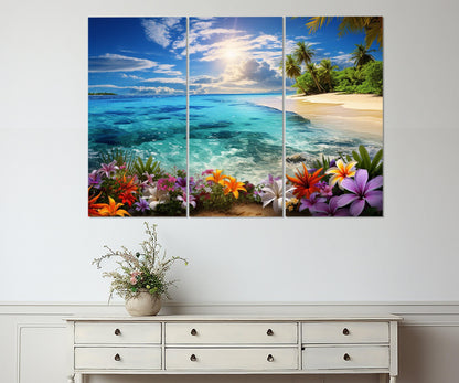 Beach Canvas Print - Tropical Island Painting | Framed Canvas Print Ready to Hang