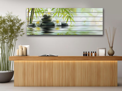 Bamboo Spa Wall Art – Natural Wood Decor | Calming Zen Wall Hanging Print