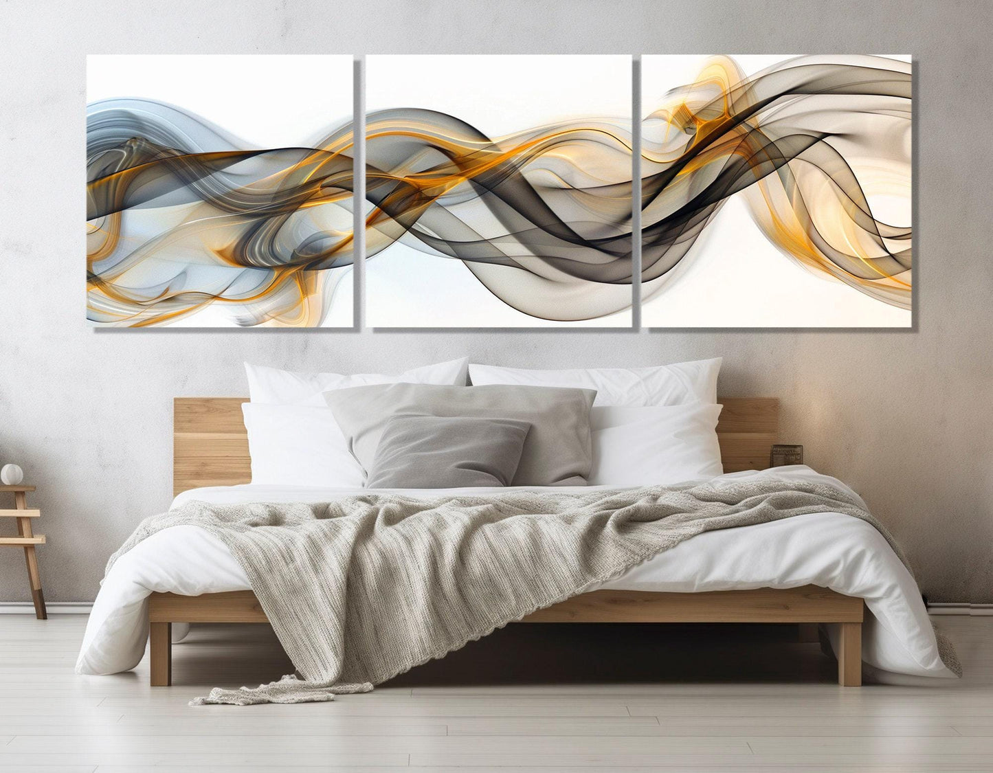 Abstract Fluid Canvas Print - Black and Gold Large Abstract Painting | Framed Canvas Art
