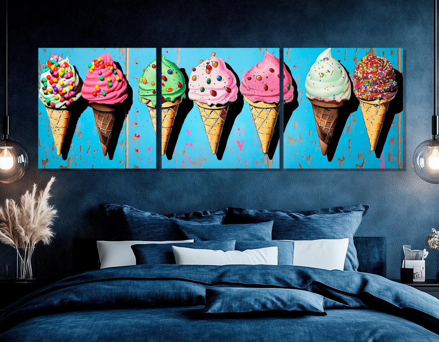 Abstract Ice Cream Canvas – Framed Canvas Print | Ready to Hang Kitchen Wall Decor