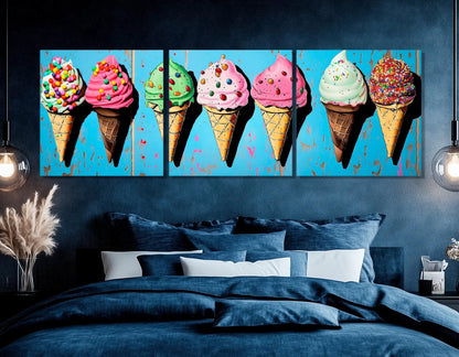 Abstract Ice Cream Canvas – Framed Canvas Print | Ready to Hang Kitchen Wall Decor