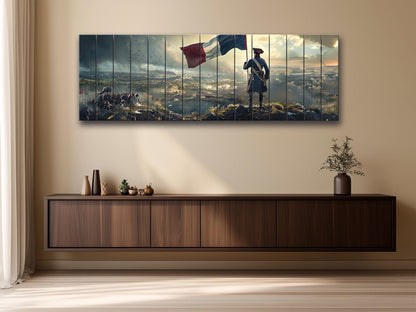 Napoleon Wood Art – Historical Wall Art on Natural Wood Print with French Flag
