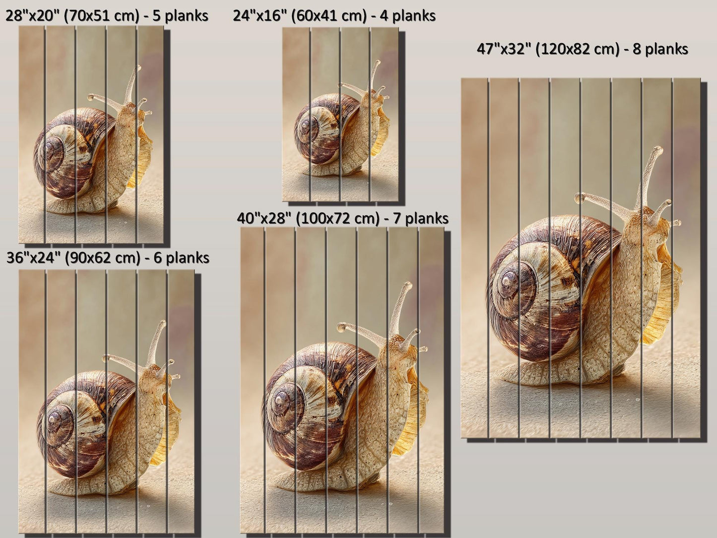 Snail Painting Wood Art – Whimsical Animal Print, Rustic Wood Wall Decor | Eco Friendly