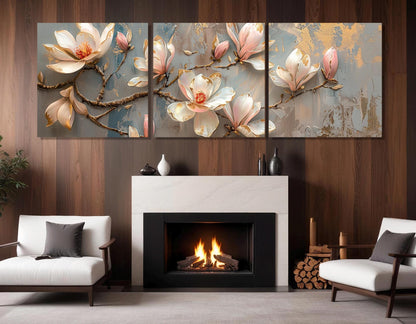 Magnolia Canvas Print – Large Floral Wall Art | Soft Pink Flower Painting, Ready to Hang