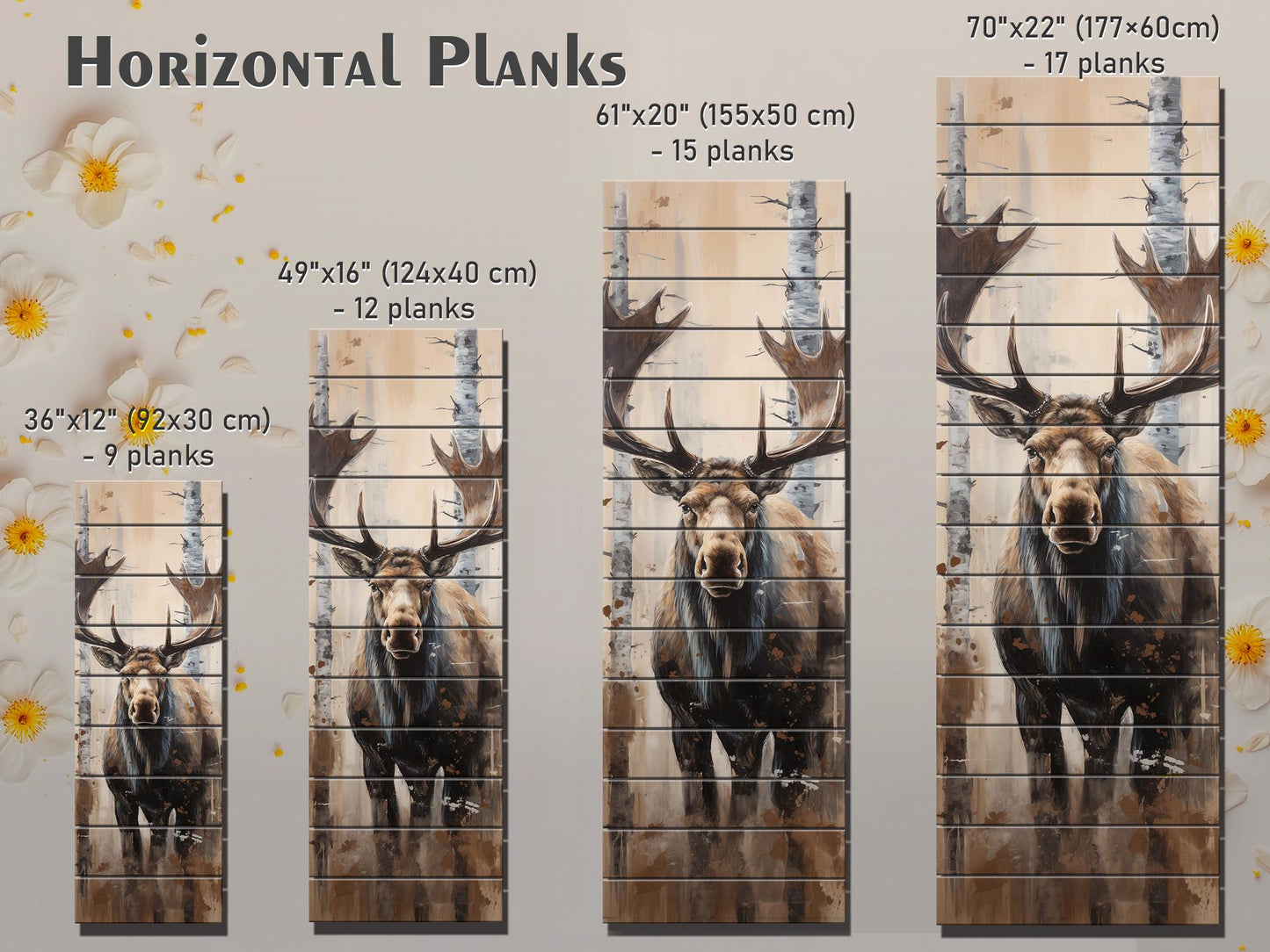 Rustic Moose Art Wood Wall Decor – UV Printed Natural Wood Plank Art