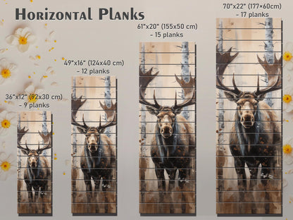 Rustic Moose Art Wood Wall Decor – UV Printed Natural Wood Plank Art