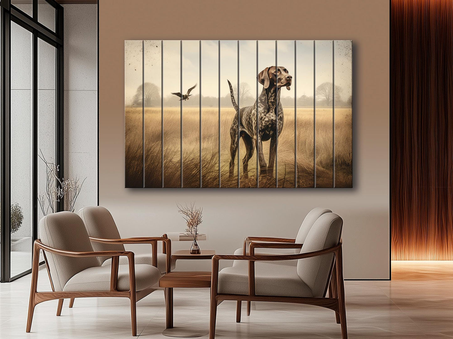 Rustic Wood Wall Art – German Shorthaired Pointer Hunting Dog Poster on Natural Wood