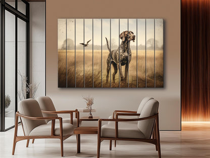 Rustic Wood Wall Art – German Shorthaired Pointer Hunting Dog Poster on Natural Wood
