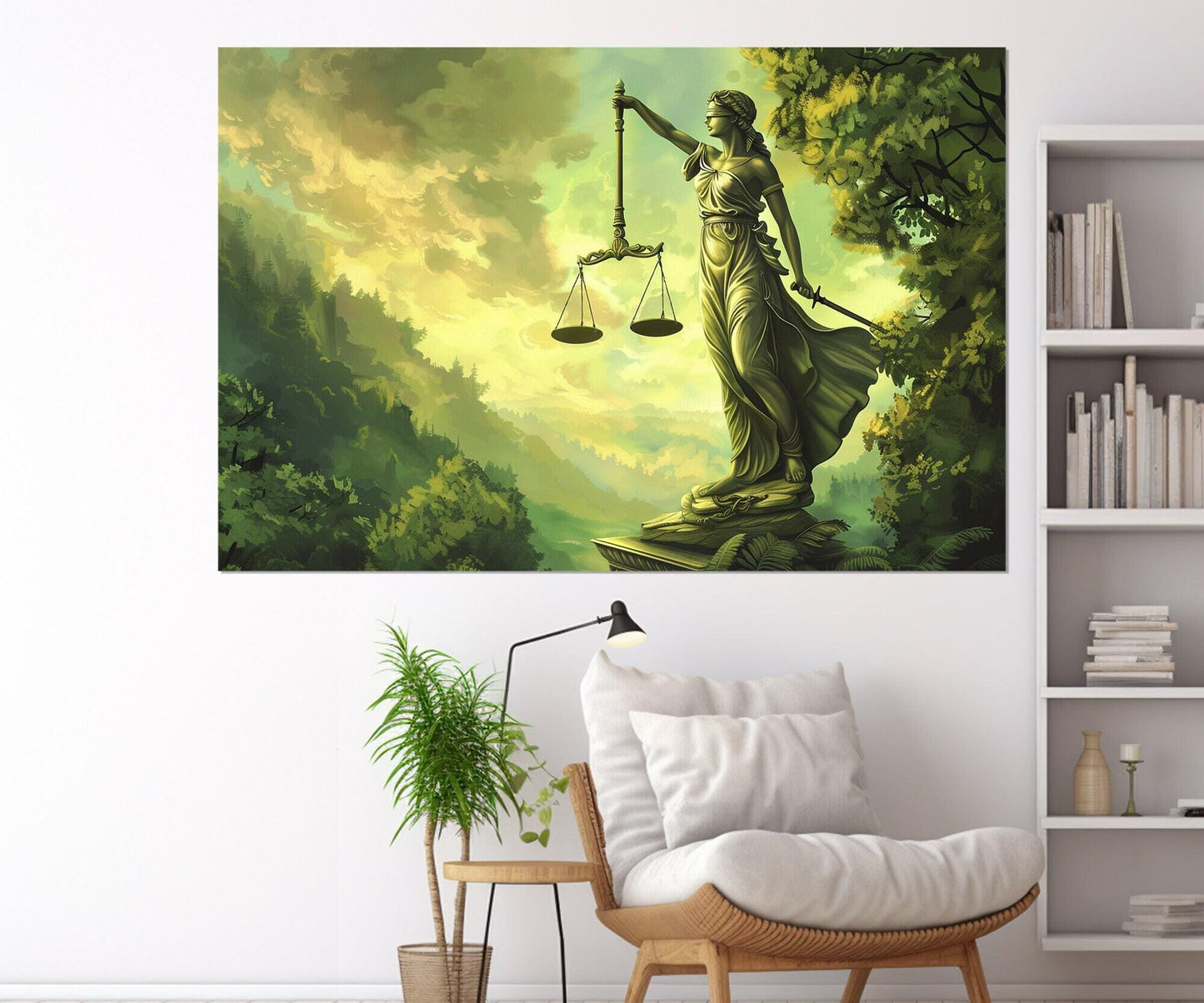 Lady Justice Canvas Print - Abstract Justice Painting | Lawyer Office Decor, Framed Wall Art