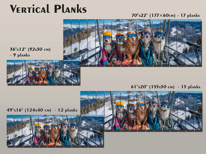 Skiing Dogs Wall Art – Mountain Wood Print | Cozy Winter Cabin Decor