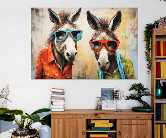 Donkey Canvas Print – Stylish Donkey Painting on Gallery Wrapped Canvas for Kids Room Decor