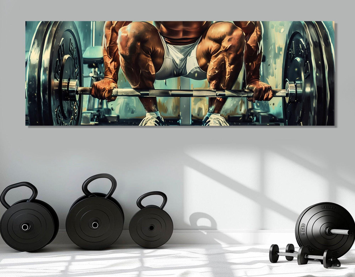 Weightlifting Canvas Print – Large Gym Wall Decor | Abstract Fitness Painting Ready To Hang