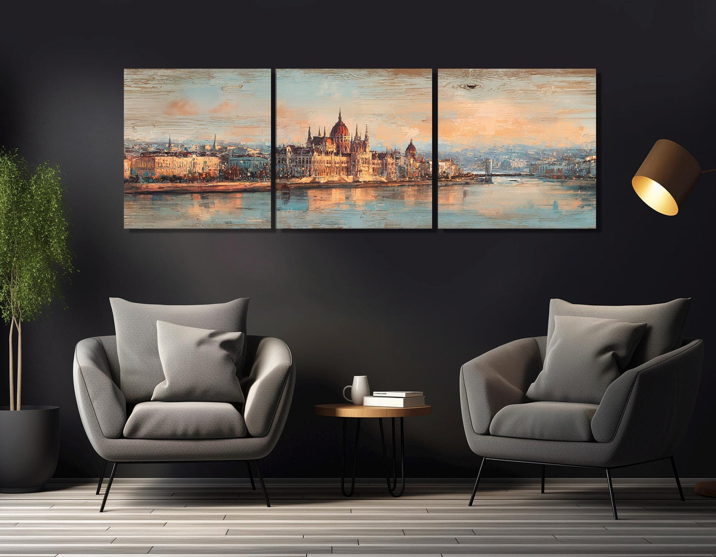 Budapest Skyline Canvas Vintage City Print – Framed Cotton Wall Art Ready to Hang