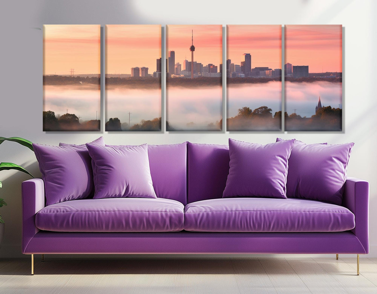 San Antonio Canvas Print – Large Sunset Painting | Abstract Cityscape Wall Art