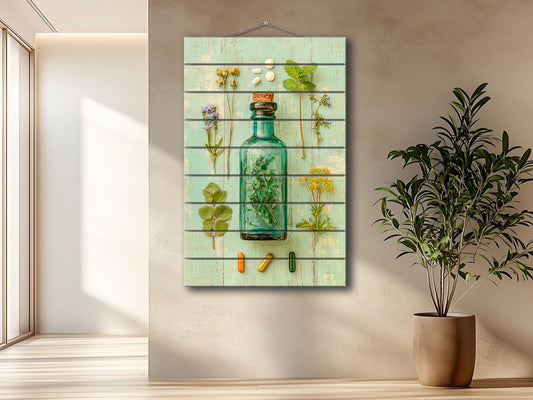 Rustic Wood Wall Art – Vintage Apothecary Decor | Handcrafted Wooden Plaque