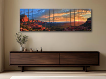 Red Rocks Wood Print – Arizona Wall Art | Rustic Desert Landscape Decor on Natural Wood