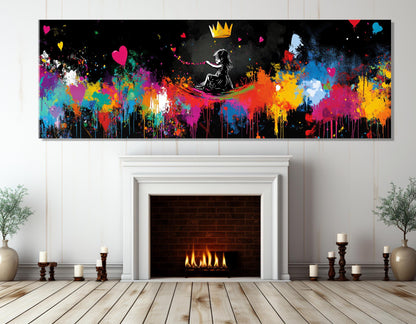 Abstract Hearts Canvas Print – Banksy Style Graffiti Wall Art | Framed & Ready to Hang