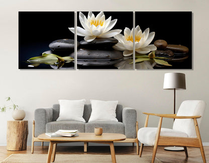 White Lily Canvas Print – Modern Spa Wall Decor | Framed Ready to Hang Art