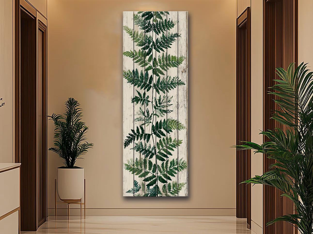 Wood Wall Art - Fern Leaf Botanical Art Printed on Wood – Rustic Nature Wall Decor – Greenery Painting Print for Your Home