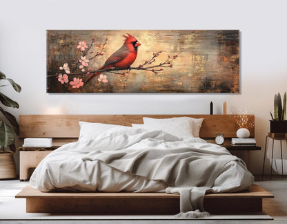 Cardinal Wall Art - Red Cardinal Painting on Gallery Wrapped Canvas | Ready to Hang