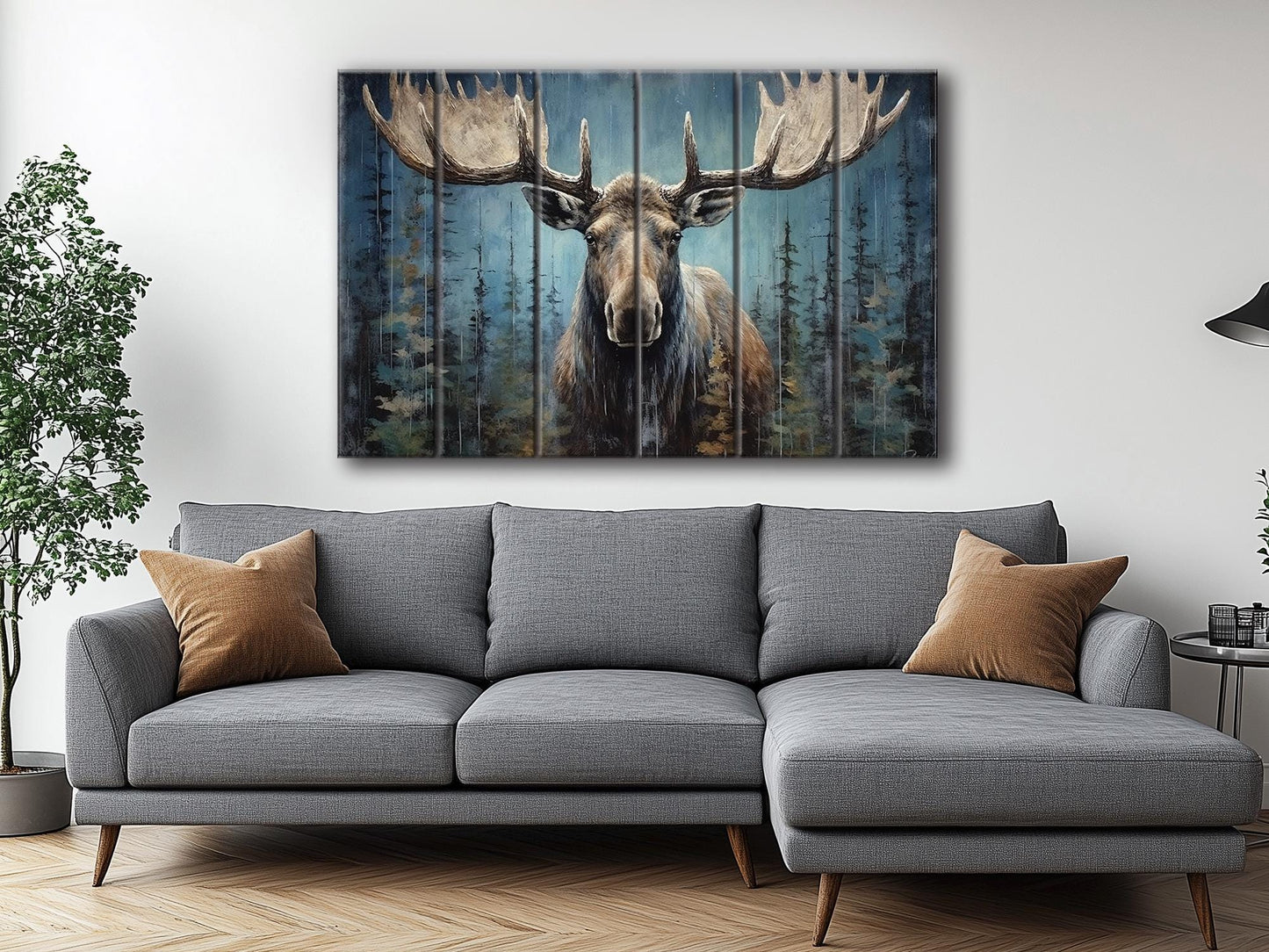 Rustic Moose Wall Art – Natural Wood Wall Decor With Wood Grain Texture