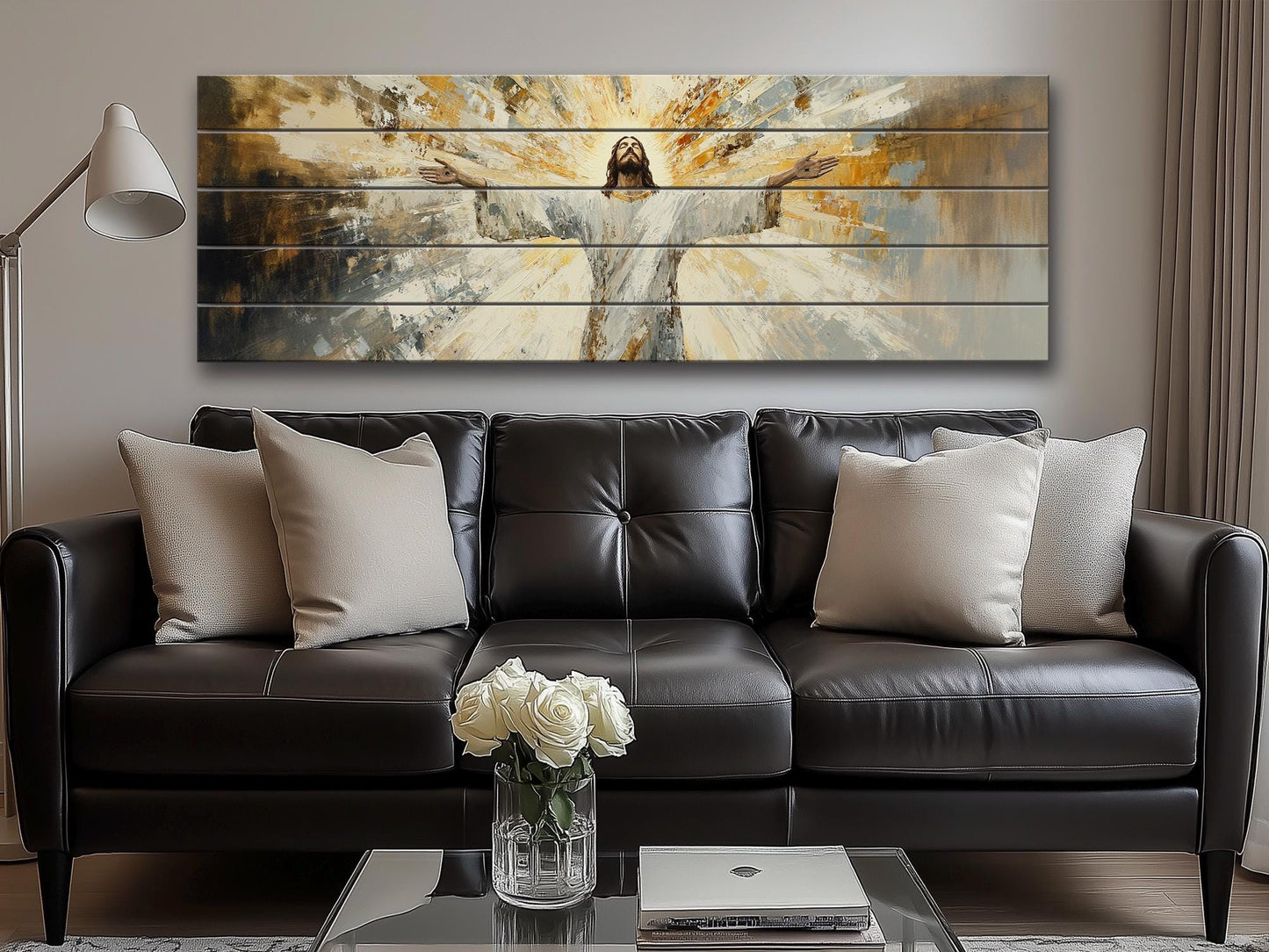 Jesus Christ Print | Rustic Wall Art on Natural Wood Planks - Christian Gift Idea