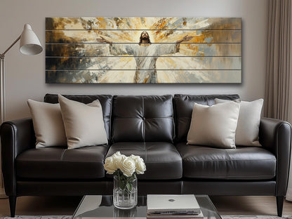 Jesus Christ Print | Rustic Wall Art on Natural Wood Planks - Christian Gift Idea