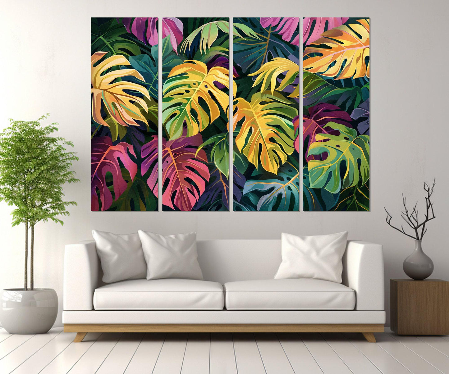 Tropical Leaves Canvas Print - Framed Cotton Canvas Artwork | Ready to Hang Wall Decor