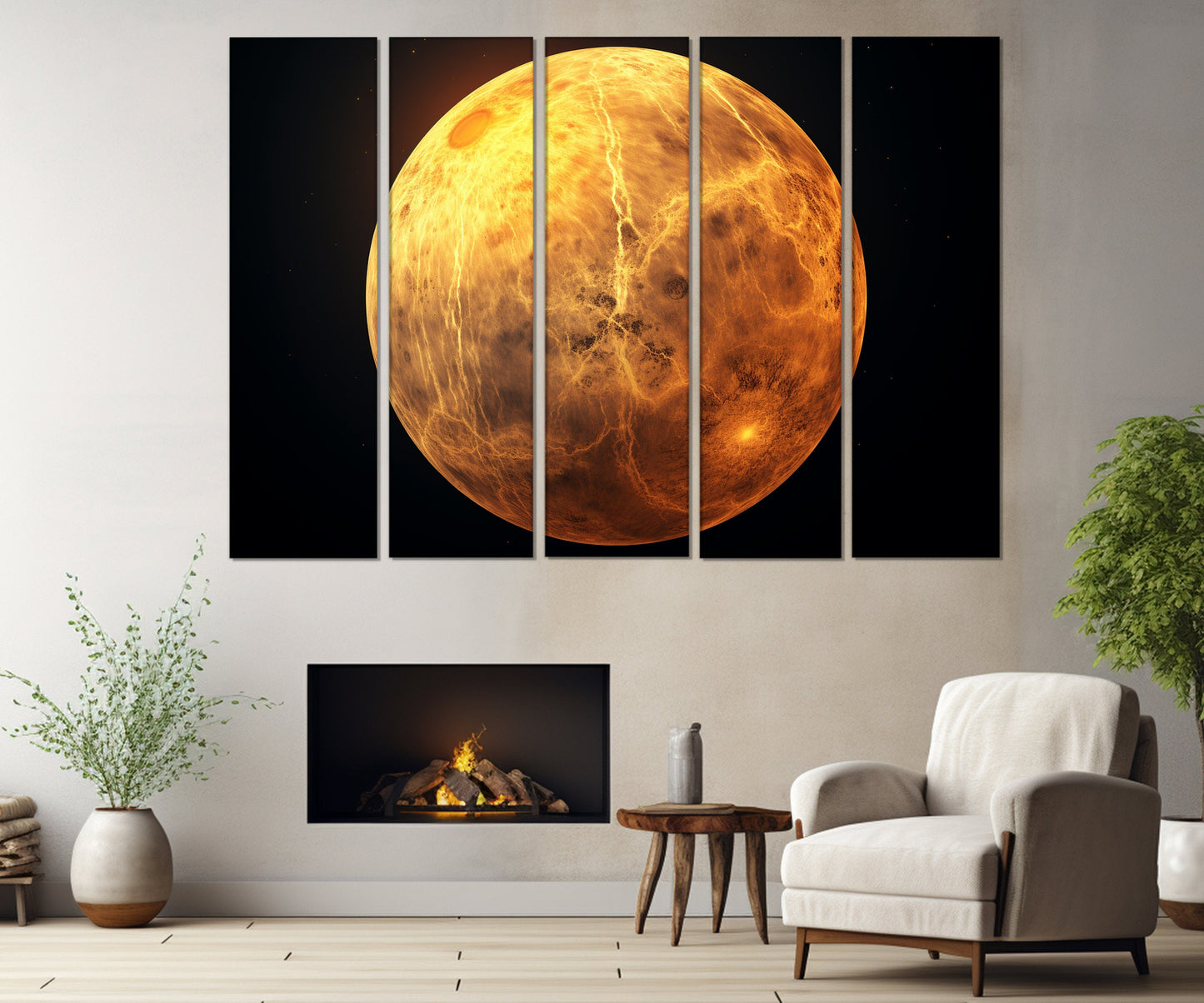 Venus Canvas Print - Abstract Pink Planet Painting | Gallery Wrapped Cotton Canvas