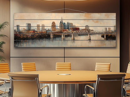 Salt Lake City Wood Print – Panoramic Cityscape on Distressed Rustic Wood Art