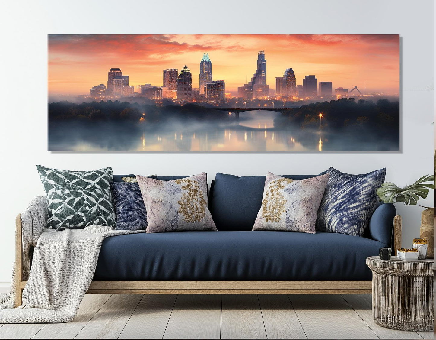 Austin Canvas Print – Large Framed Cotton Wall Art | Ready to Hang Modern City Artwork