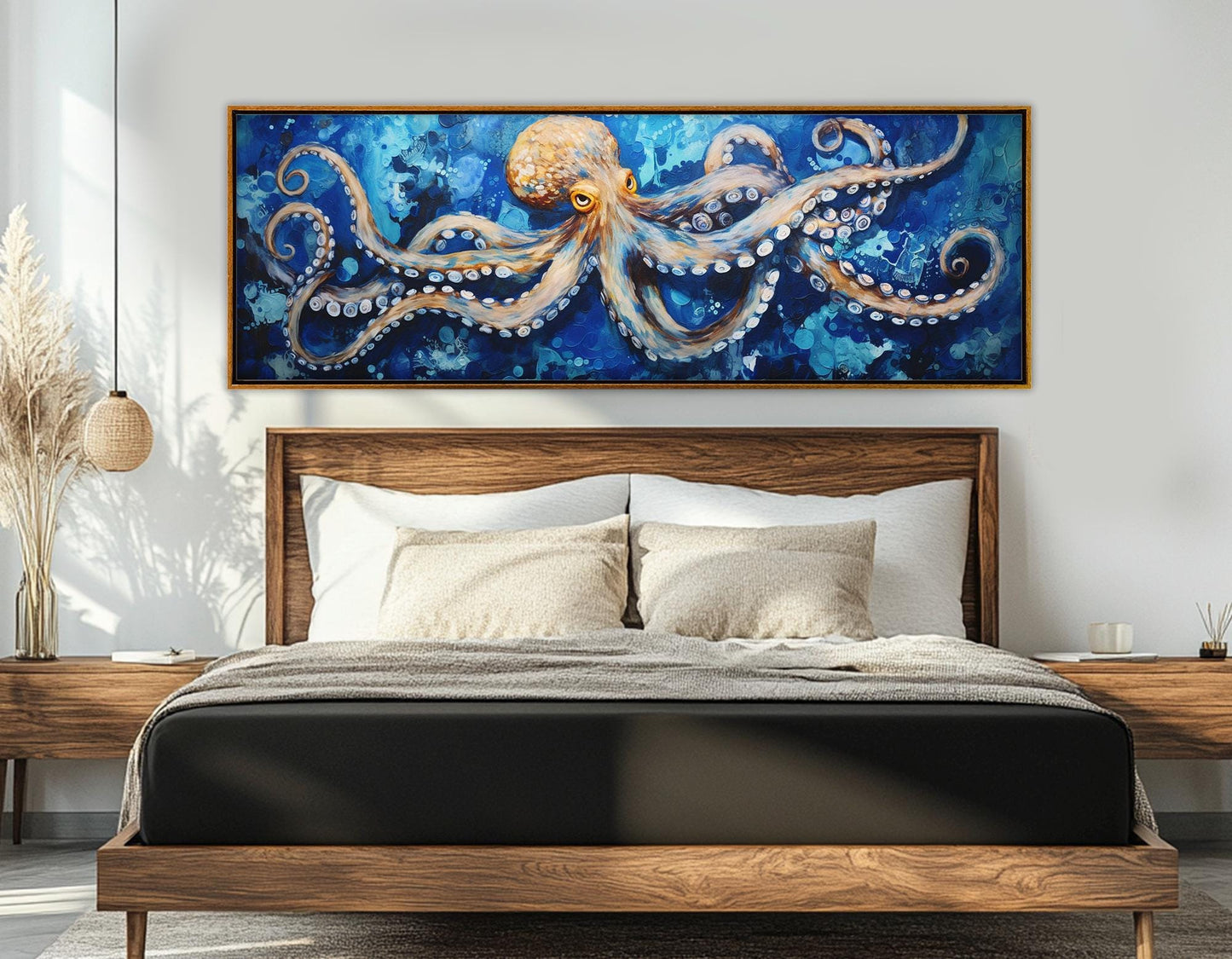 Abstract Octopus Canvas Print – Framed Cotton Canvas Sea Creatures Wall Art