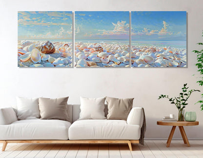 Beach Canvas Print – Framed Sea Shell Wall Art | Ready to Hang Scenic Coastal Artwork