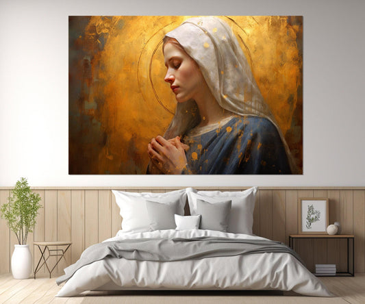 Virgin Mary Canvas Print – Religious Wall Art | Framed & Ready to Hang