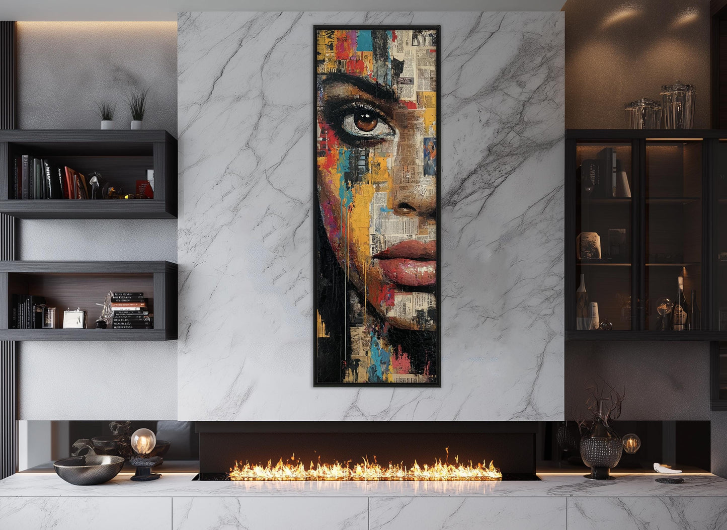 Abstract Expressionism Canvas – Black Woman Portrait Surreal Wall Art, Ready to Hang