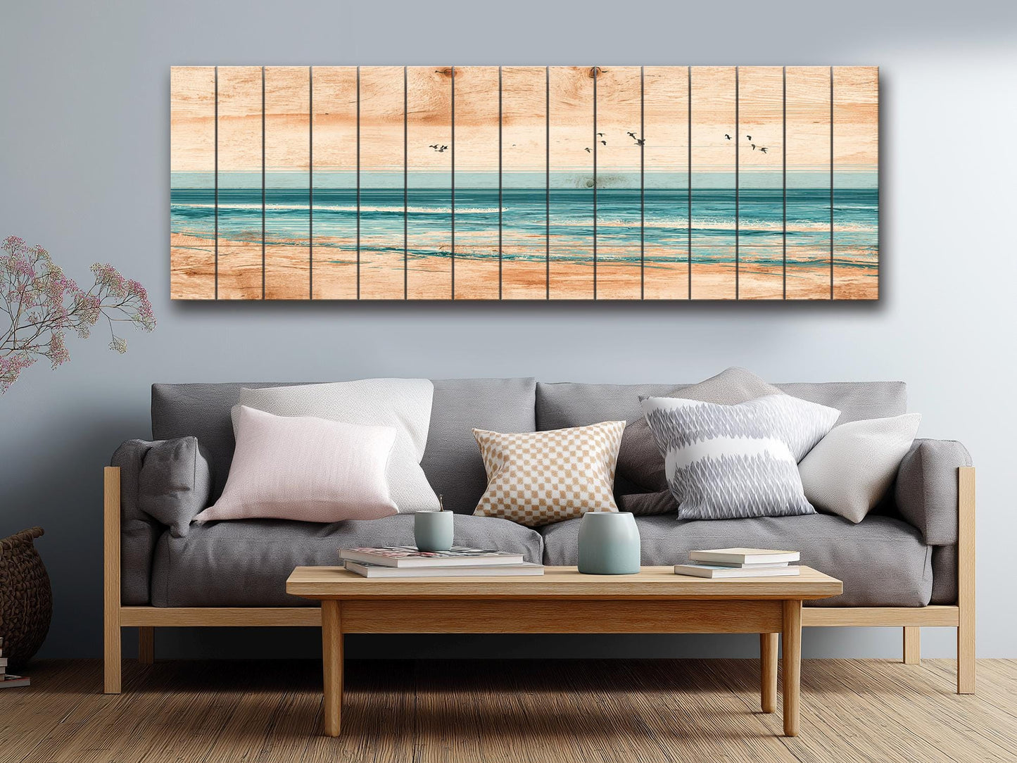 Coastal Wall Art – Pelican Art Print on UV Printed Wood for Beach House Decor