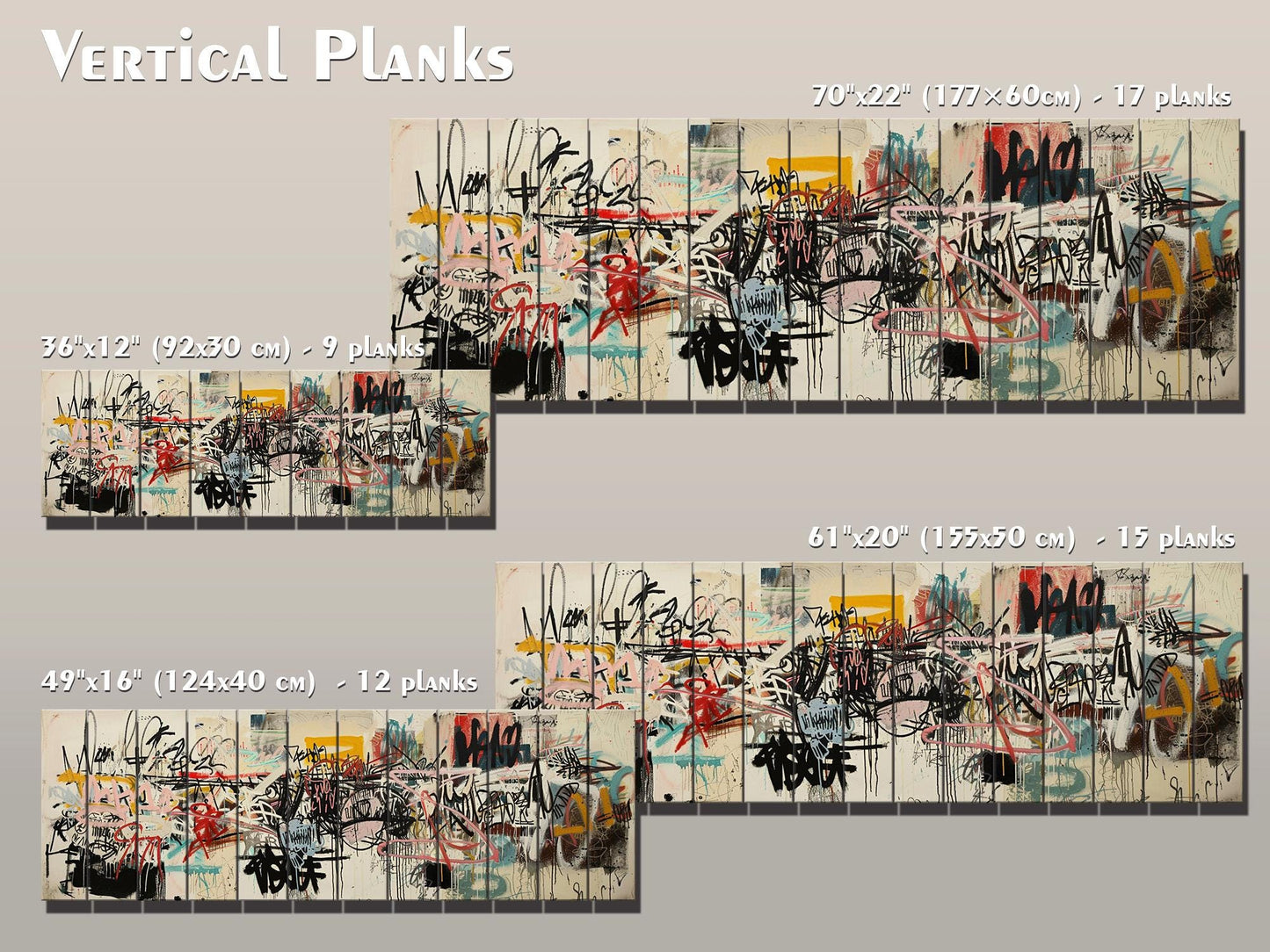 Graffiti Wood Art – Abstract Urban Wall Decor on Natural Wood Print
