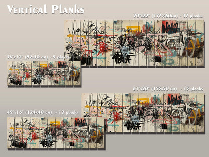 Graffiti Wood Art – Abstract Urban Wall Decor on Natural Wood Print