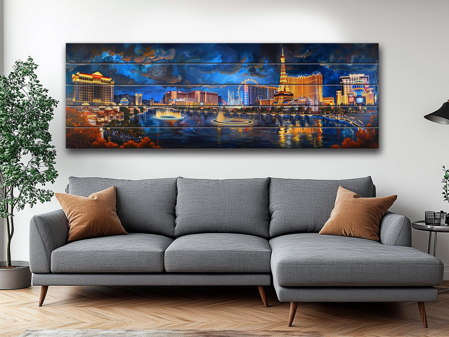 Las Vegas Wood Print - Rustic Natural Wood Wall Art | UV Printed Plank Artwork