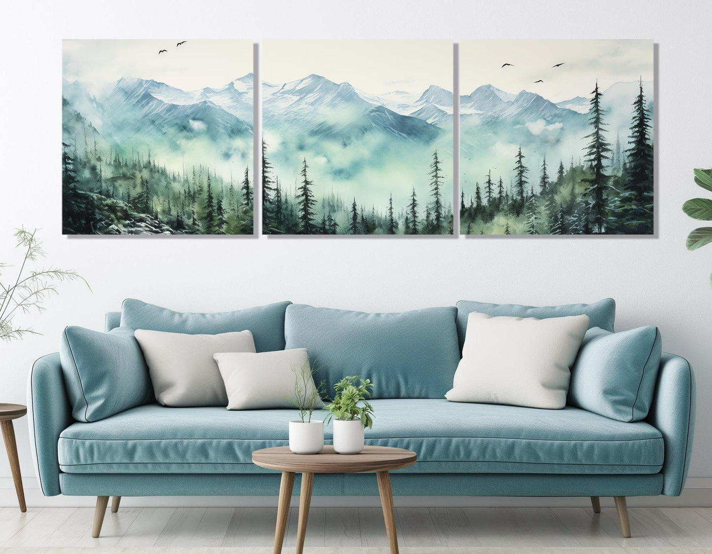 North Cascades Canvas Print – Misty Forest Painting | Framed Canvas, Ready to Hang