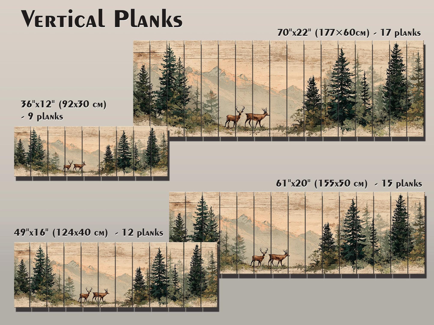 Rustic Hunting Wall Art – Deer Wood Print on Natural Grain Wooden Wall Decor