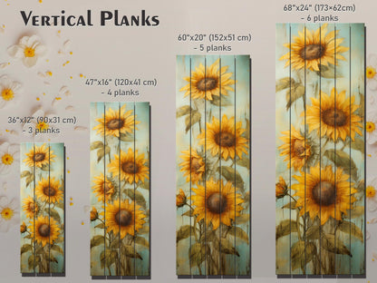 Rustic Wood Wall Art – Sunflower Wall Decor on Natural Wood Plank Art