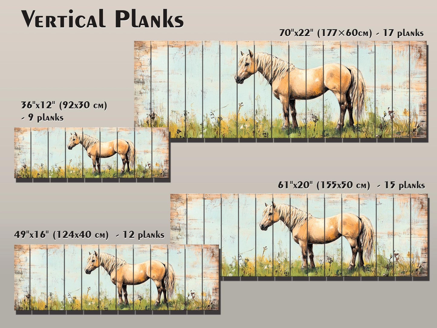 Rustic Wood Wall Art - Pony in a Grassy Field Print on Natural Wood, Horse Painting, Horses Wall Art, Pony Poster, Farmhouse Wall Decor
