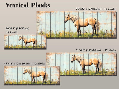 Rustic Wood Wall Art - Pony in a Grassy Field Print on Natural Wood, Horse Painting, Horses Wall Art, Pony Poster, Farmhouse Wall Decor
