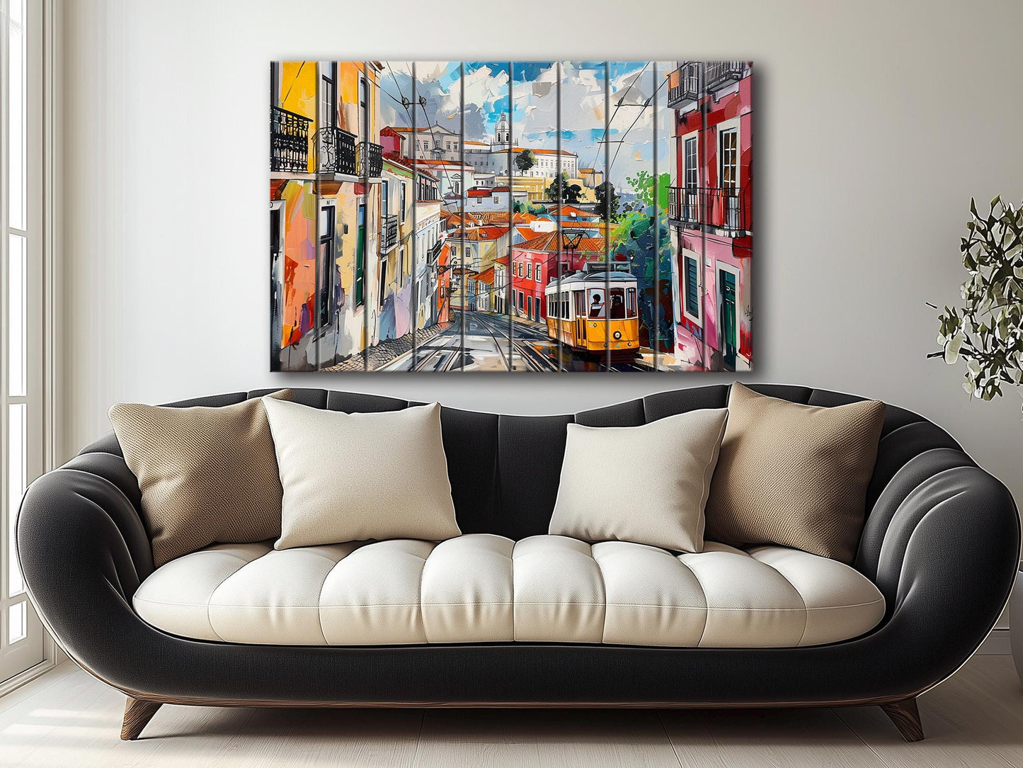 Lisbon Wood Art | Abstract Lisbon Painting Print on Wood – Rustic Wall Decor