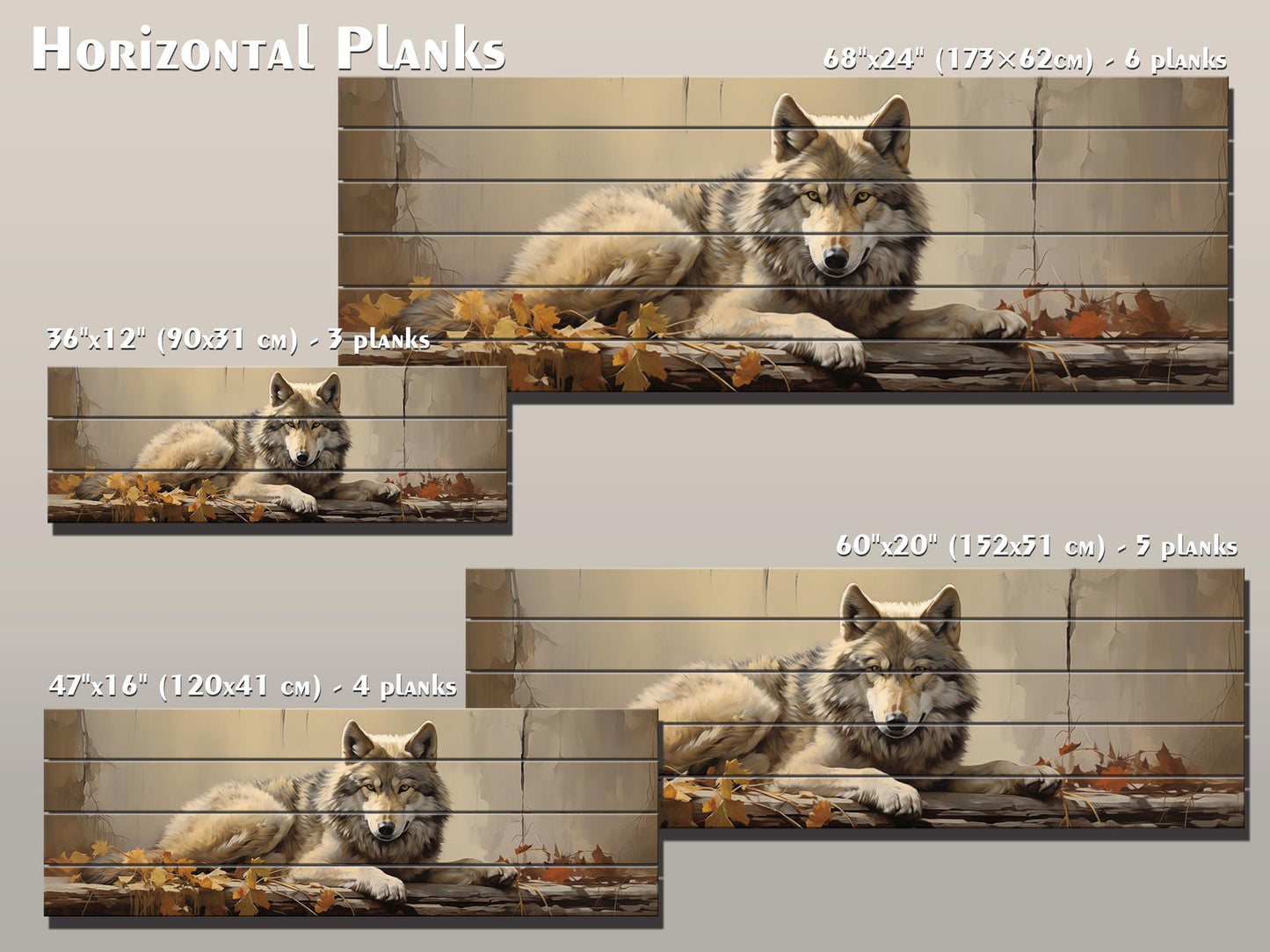 Wolf Wood Wall Art – Rustic Wildlife Decor | Autumn Forest Print on Natural Wood