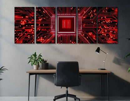 Technology Wall Art – Microchip Canvas Print | Minimalist Tech Art on Cotton Canvas