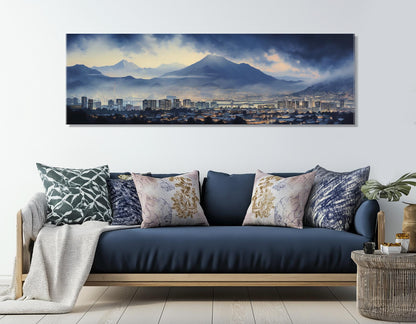 Misty Quito Canvas Print – Abstract Quito Skyline Painting | Framed & Ready to Hang